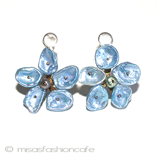 （画像用） ミショーイヤリングすみれ 天然ケシパール　真珠