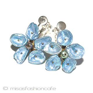 （画像用） ミショーイヤリングすみれ 天然ケシパール　真珠