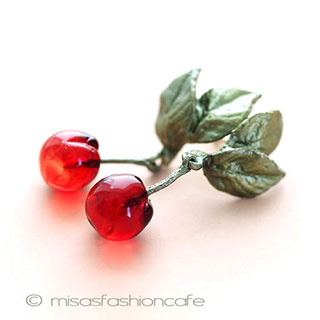 （画像用） マイケルミショー　ピアス ガラスのチェリー再販！