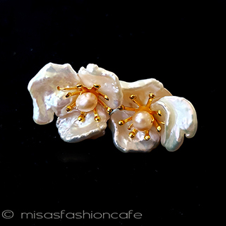 （画像用） ケシパール真珠の花ピアス スターリングシルバー銀製