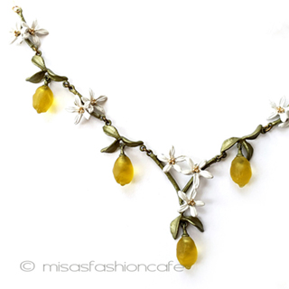 （画像用） レモンのネックレス 真珠＆花＆フルーツ果実