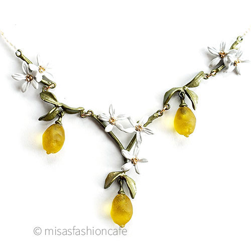 （画像用） レモンのネックレス 真珠＆花＆フルーツ果実