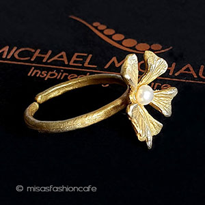 （画像用） マイケルミショー　指輪 真珠24Kgpのお花リング