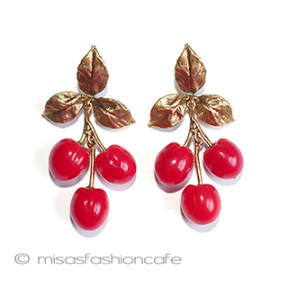 （画像用） マイケルミショー　ピアス アートガラス　チェリー