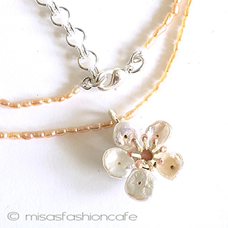 （画像用） マイケルミショー　真珠 桜の花　ネックレス