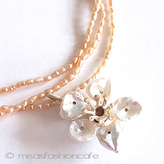 （画像用） マイケルミショー　真珠 桜の花　ネックレス