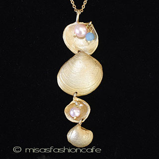 （画像用） マイケルミショー　貝 真珠天然石ネックレス