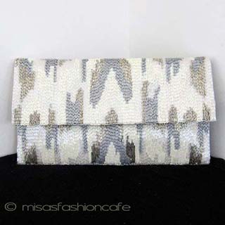 （画像用） MOYNA モイナ クラッチ アイボリーｘシルバー