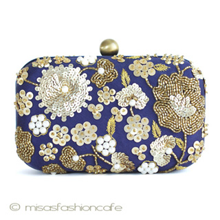 （画像用） ＳＡＮＴＩサンティ　クラッチ 金＆パールの花刺繍