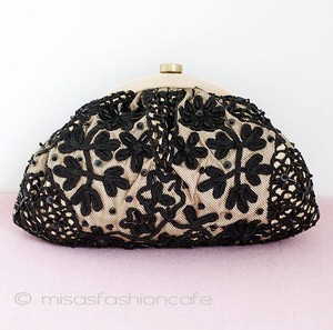 （画像用） SANTI サンティ クラッチ 　ブラック花レース