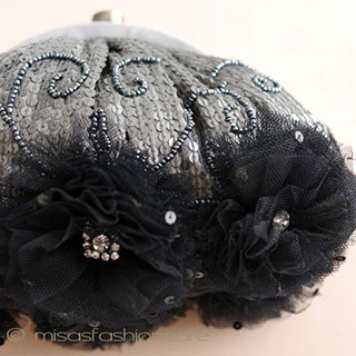 （画像用） SANTI サンティ クラッチ グレーｘBLKフラワー