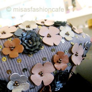 （画像用） SANTI サンティ クラッチ 　レザー・花・デニム