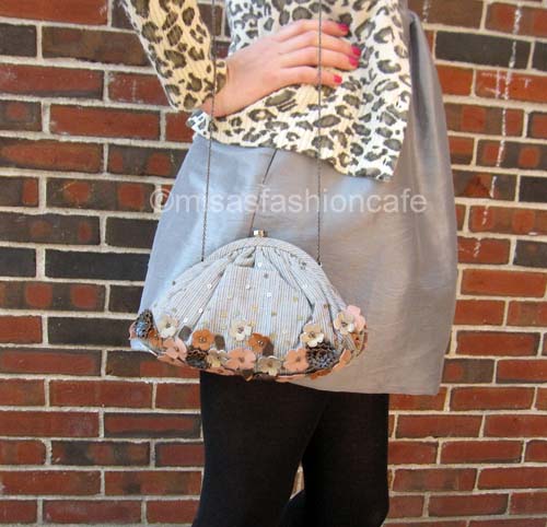 （画像用） SANTI サンティ クラッチ 　レザー・花・デニム