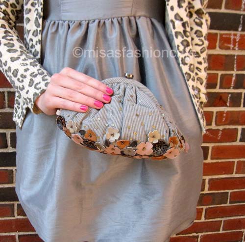 （画像用） SANTI サンティ クラッチ 　レザー・花・デニム