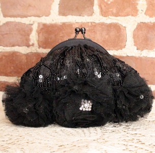 （画像用） SANTI サンティ クラッチ ブラック花 （小）