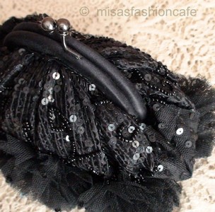 （画像用） SANTI サンティ クラッチ ブラック花 （小）