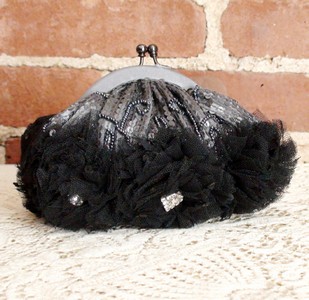 （画像用） SANTI サンティ クラッチ グレー&BLK （小）