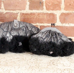 （画像用） SANTI サンティ クラッチ グレー&BLK （小）