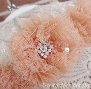 （画像用） SANTI サンティ クラッチ サーモンピンクフラワー（小）