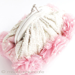 （画像用） SANTI サンティ クラッチ 　ピンクフラワー（小）