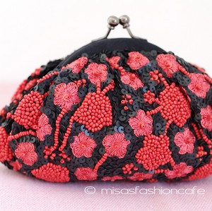 （画像用） ＳＡＮＴＩサンティ　バッグ コーラルレッド花刺繍