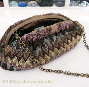 （画像用） SANTI サンティ クラッチ 　ジグザグ ブラウン