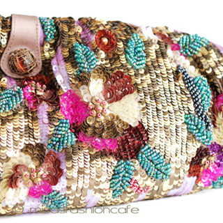 （画像用） SANTI サンティ　バッグ 全面花刺繍（Lサイズ）