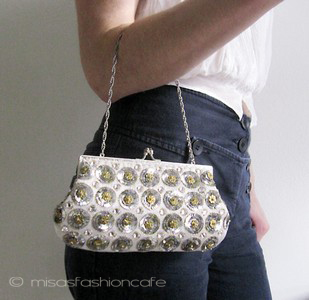 （画像用） SANTI サンティ クラッチ シルバー＆ゴールド小花