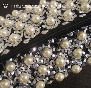 （画像用） SANTI サンティ クラッチ パール小花black