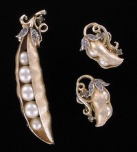 （画像用） Trifariトリファリ　セット 豆ブローチイヤリング