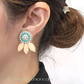 （画像用） パール＆ストーン針刺繍 イヤリングまたはピアス