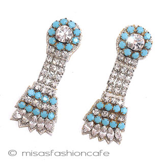 （画像用） ラインストーン刺繍フリンジ イヤリングまたはピアス