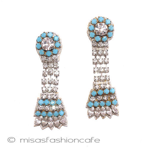 （画像用） ラインストーン刺繍フリンジ イヤリングまたはピアス