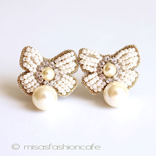 （画像用） ＳＰＡＲＫＬ　パール　りぼん イヤリングまたはピアス