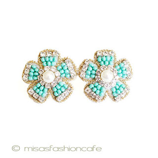 （画像用） ＳＰＡＲＫＬ　イヤリング ターコイズ・フラワー