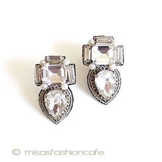 （画像用） パール＆クリスタル・チェーン イヤリングまたはピアス