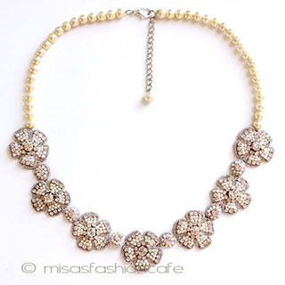 （画像用） ＳＰＡＲＫＬ　ネックレス パール・クリスタルのお花