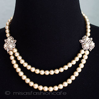 （画像用） ブライダル　ネックレス パール花ハーフ２連再販！