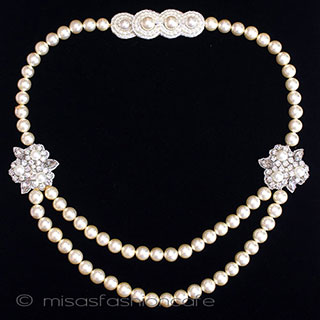 （画像用） ブライダル　ネックレス パール花ハーフ２連再販！