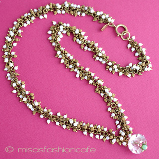 （画像用） クリスタルの実ｘパール ネックレス　France製