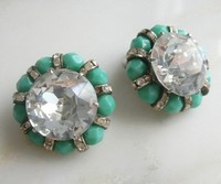 （画像用） ターコイズ&クリアー 　イヤリング