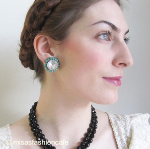 （画像用） ターコイズ&クリアー 　イヤリング