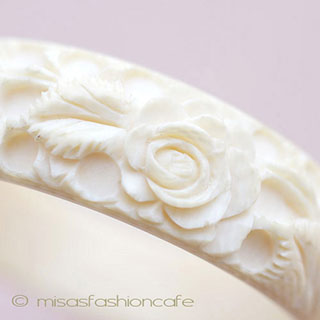 （画像用） 本象牙　アイボリー ローズ　バングル