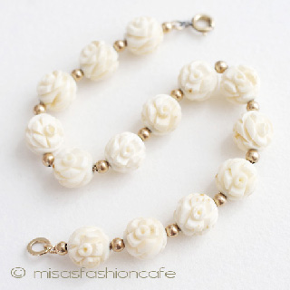 （画像用） 象牙アイボリー14Kgf　 お花　ブレスレット