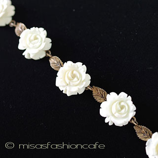 （画像用） 本象牙　アイボリー 　 ローズ　ブレスレット