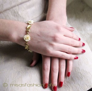 （画像用） 本象牙 アイボリー 14K ローズ ブレスレット