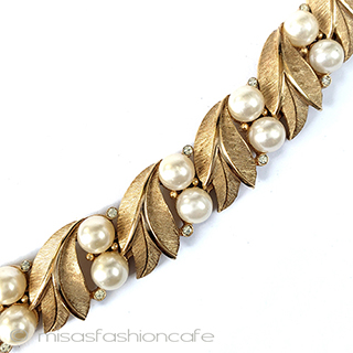 （画像用） Trifari　 トリファリ パール金葉ブレスレット