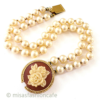 （画像用） アンティークジュエリー トリファリ　パール花カメオ