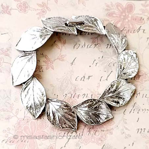 （画像用） Trifari　トリファリ 銀の葉ブレスレット