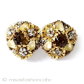 （画像用） アンティークジュエリー クリスタル花イヤリング